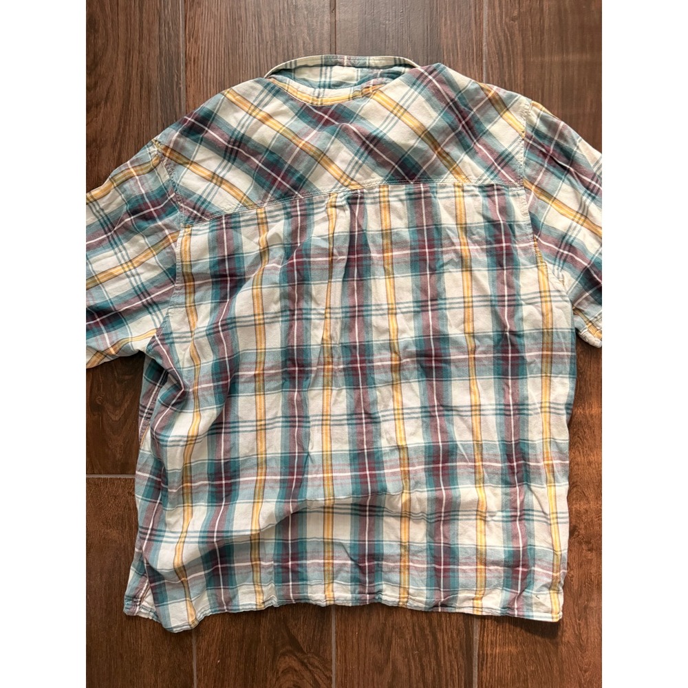 The North Face Mens XXL Plaid Button Down Shirt‎ Short Sleeve Cotton Modal Teal - Picture 5 of 5